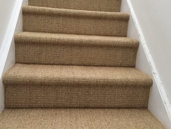 Saltbush Sisal on stairs in bullnose style